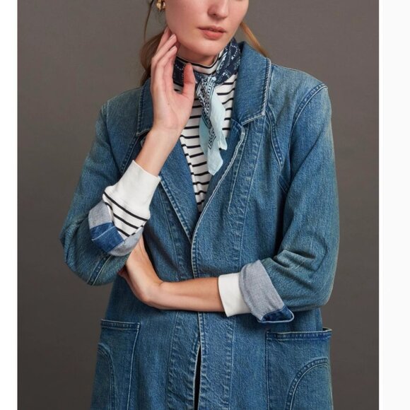 NWT Anthropologie Peggy Denim Duster Jacket Large - Picture 9 of 11